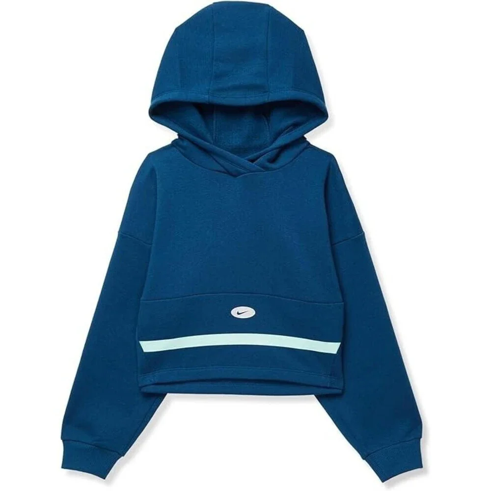 Nike NSW Icon Novelty Fleece Hoodie Kids Girls 18-20 Blue Cotton Pullover RED01